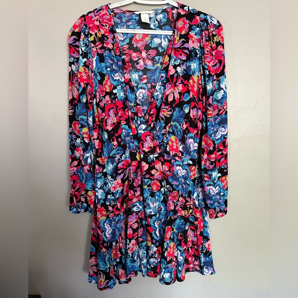 Floral V-Neck Dress - Multicolor